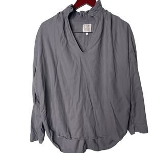 A Shirt Thing Dark Grayish Green Long Sleeve Shirt with Ruffle Collar Sz M